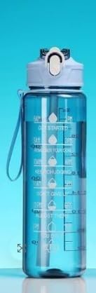 Image of MKY Motivational Water Bottle with Time Marker, 900ML Leak-Proof BPA-Free Sipper with Straw and Safety Lock for Gym, Office, School, Sports and Travel (Green)