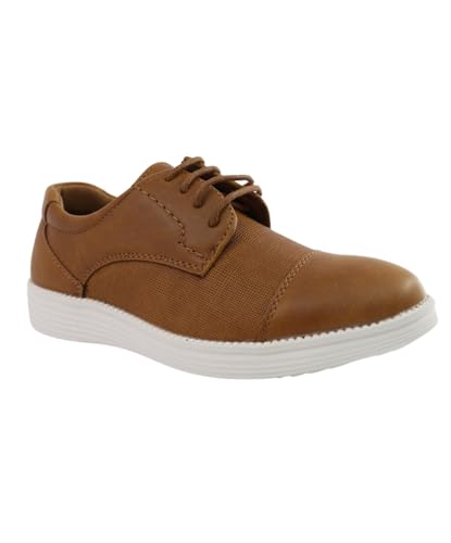 Boys Lace-up Derby Sneakers - Casual Shoes with White Sole for Everyday Wear