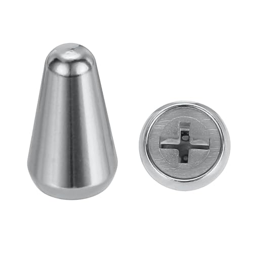 sourcing map 2Pcs ST Guitar 3/5 Way Pickup Switch Tip Cross Hole ID 0.19 x 0.15" Metal Toggle Switch Knobs Cap for Electric Guitar Replacement Parts, Chrome Silver