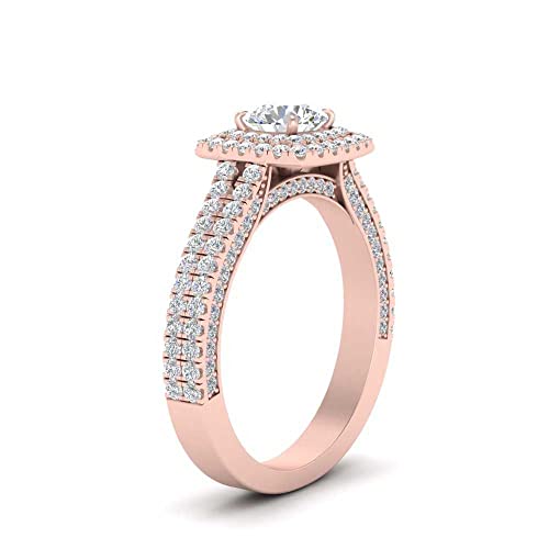 Image of 55Carat Choose Your Gemstone Double Band Square Halo Diamond CZ Ring 18K Rose Gold Plated Round Shape Halo Engagement Rings Everyday Jewelry Wedding Jewelry Handmade Gifts for Wife US Size 4 to 12