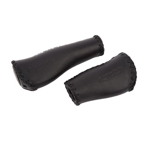 ergotec 344122 Fahrrad Lenkergriffe ALS-09/1 / Leder-Kraton Fahrradgriffe, schwarz, 135/92mm – Ansicht 1