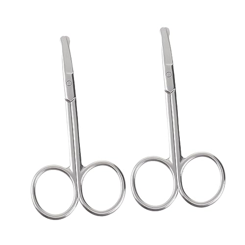 PLAFOPE 2Pcs Stainless Steel Eyebrow Trimming Tools Safe Easy Nose Hair Scissors and Scissors for Men Women Care Supplies for Home Use