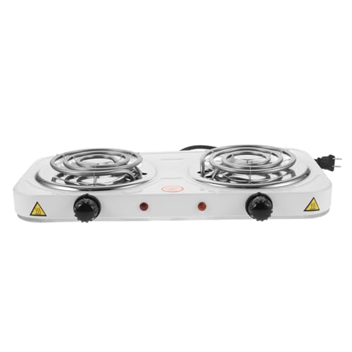 AUTSUPPL Countertop Double Burner Electric Stove Stainless Steel Coil Cooktop for Kitchen Dorm Rv Temperature Controlled Overheating Easy to Clean Us