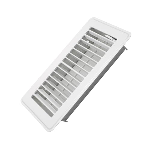Howeall 4 x 8 Floor Register - Heavy Duty Steel Walkable Floor Vents - Easy Adjust Air Supply Lever - Vent Covers for Home (White)