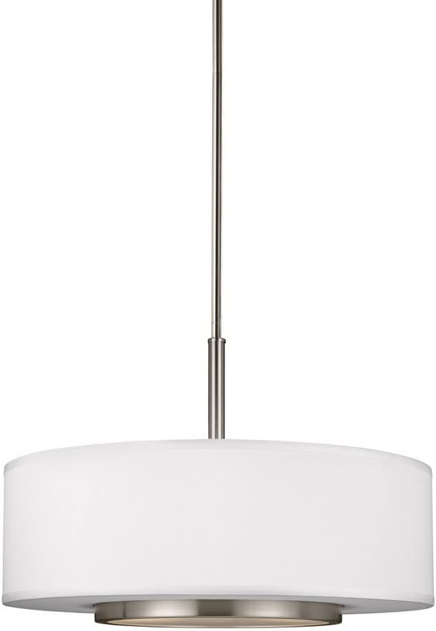 Generation Lighting 6628003-962 Nance Three Light Pendant Hanging Modern Light Fixture, Brushed Nickel Finish, 3-Light, cETL Listed, Safety Rated for Wet Locations