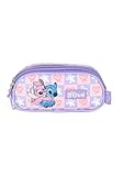 Estojo Escolar Disney Stitch 3 divisórias - Licenciado New (Lilás)