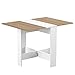 TEMAHOME Mesa Plegable Contemporánea con 2 Solapas Plegables, Tablero de Partículas de Melamina, Color Beige/Blanco (Roble blanco/Natural), 103 x 76 x 73.4 cm, 2050A2134x00