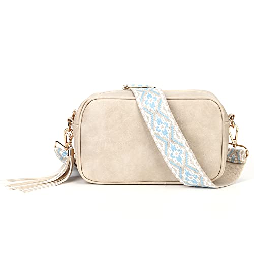 Leder Crossbody Bag Damen breiter Gurt Quaste umhängetasche Damen klein Moderne Taschen mit breitem Schultergurt Umhängetasche Damen mit Breitem Gurt für Travel Lady Geldbörse Cover