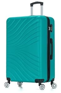DK Luggage 24" Medium Hard Shell Suitcase 4 Wheel Spinner ABS27 (Aqua, 24" Medium)