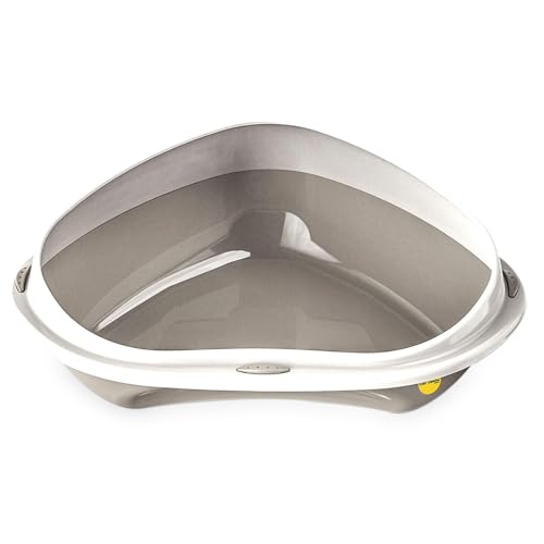 Cat Centre Katzenklo Offen Ecktoilette Für Katzen Eckkatzentoilette Katzentoilette Ohne Deckel Grau XL 58 x 48 x 20,5 cm