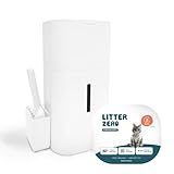 Litter Zero Premium Cat Litter Disposal System, White, Smart Waste Management Bin with Standard Refill, 7-Layer Odor Lock Technology, Made in Korea (1)