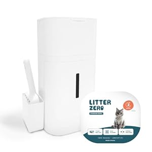 Litter Zero Sistema de eliminación de arena para gatos, color blanco, contenedor inteligente de gestión de residuos con repuesto estándar, tecnología de bloqueo de olores de 7 capas, fabricado en Corea (1)