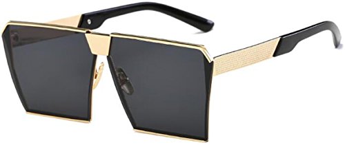 J&L Glasses Oversized Vintage Square Metal Frame Sunglasses