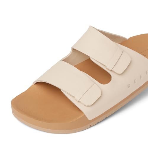 Image of REEF Ojai Two Bar Women's Fashion Slide Sandal, Premium Leather, Soft Cushion Footbed