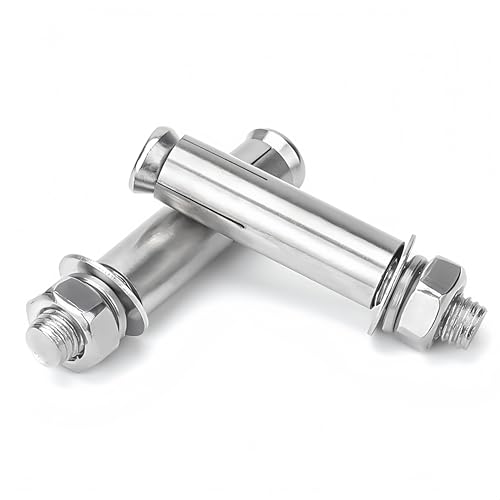 M10 x 80 mm External Hex Expansion Bolts Screws Sleeve Anchors, 304 Stainless Steel, 4Pcs