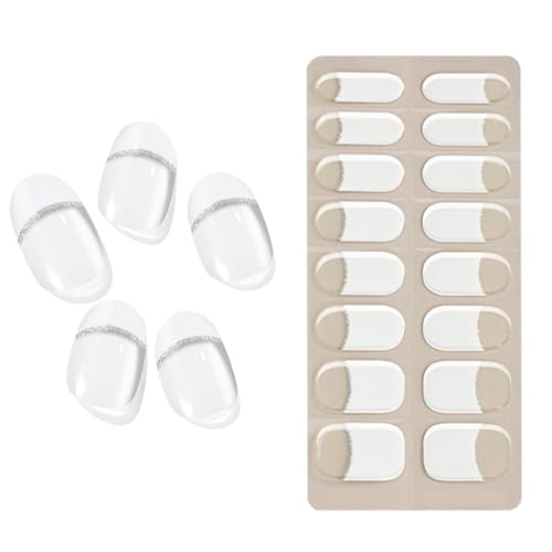 GkgWuxf Tiras de uñas de gel semi cured - Láminas de uñas de gel francés - Pegatinas para uñas para madre amante de la belleza | Uso diario Viaje Vacaciones Profesionales Estilistas Creativos