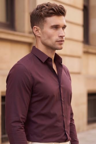 Image of Louis Philippe Men's Slim Fit Bamboo Blend Sustainable Stretch Young Formal Shirt