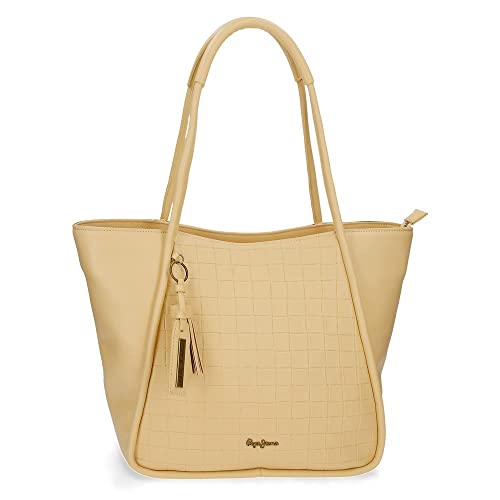 Pepe Jeans Naiara Bolso Tote Amarillo 42,5x38x12 cms Piel sintética