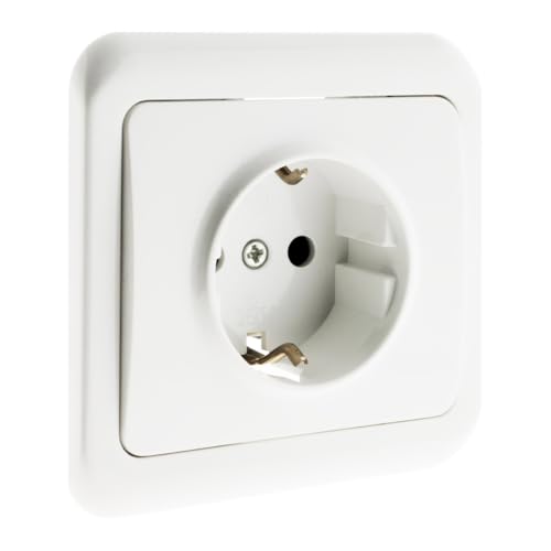 Zenitech, 10/16A Schuko-Unterputzsteckdose, Weiß, Beige oder Grau, Modell Antaria, Diskrete und sichere Installation, Kompatibel mit Geräten mit hohem Verbrauch