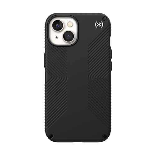 Image of Speck iPhone 14 & iPhone 13 Case - Drop Protection, Scratch Resistant, Dual Layer Slim Phone Case for 6.1 Inch iPhones 14 - Built for MagSafe - Presidio2 Grip - Black /Black /White