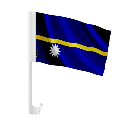 Drapeau voiture Nauru en polyester de taille 30x45cm pour défilé auto