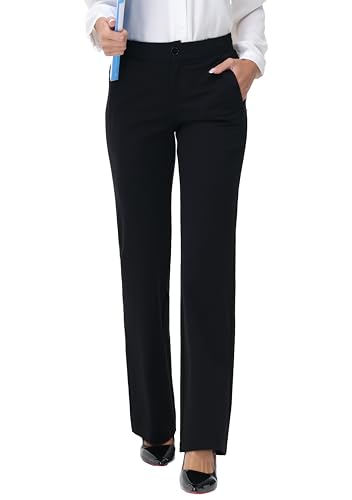 ZTN Womens 29"/31"/33" Business Casual Dress Pants Wide Straight Leg Trousers with Pockets3