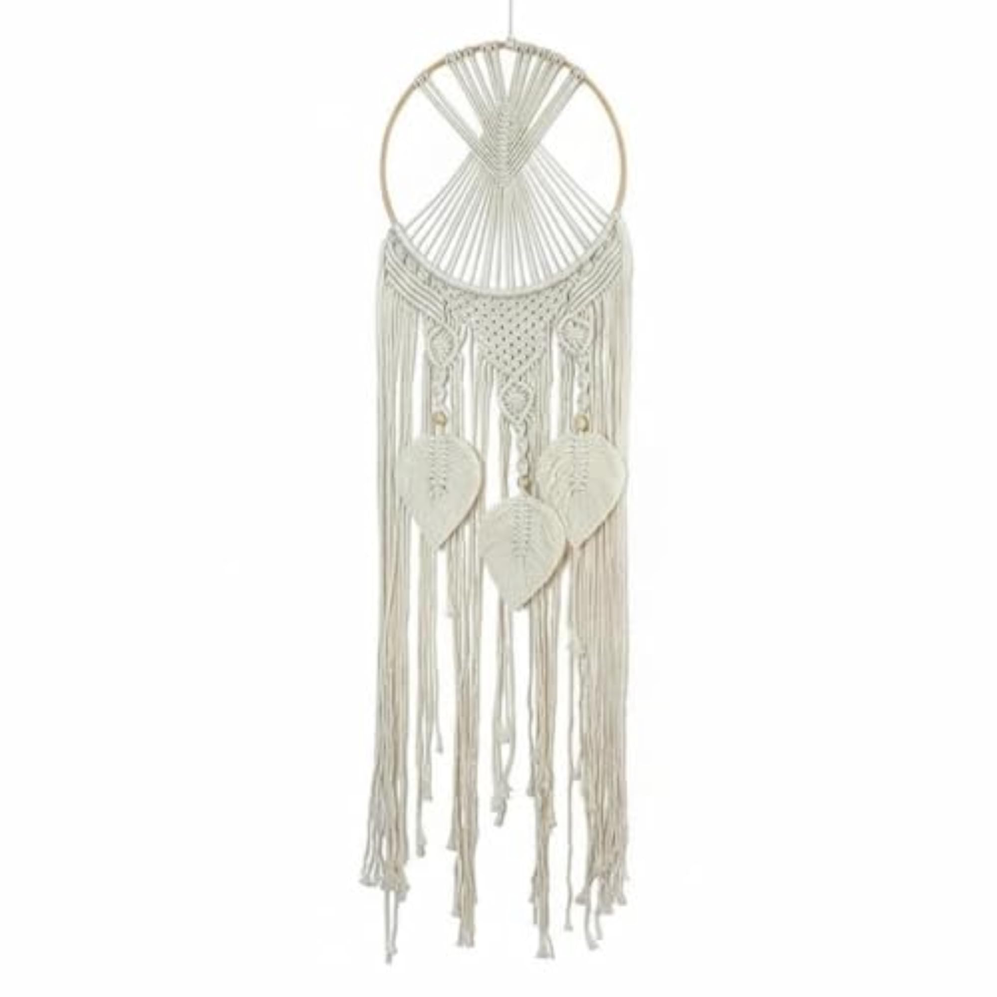 Handmade Boho Foliage Macrame Dream Catcher Wall Hanging