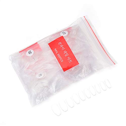 minicart 500Pcs/10 Styles Nail Extensions Transparent Nail Art Patch False Nails Full Cover Artificial Manicure Tips(A,Transparent)