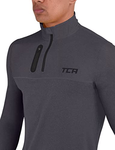 Tca Men's Fusion Pro Quickdry Long Sleeve Half-Zip Running Shirt - Heather Gray, Medium #TOP2