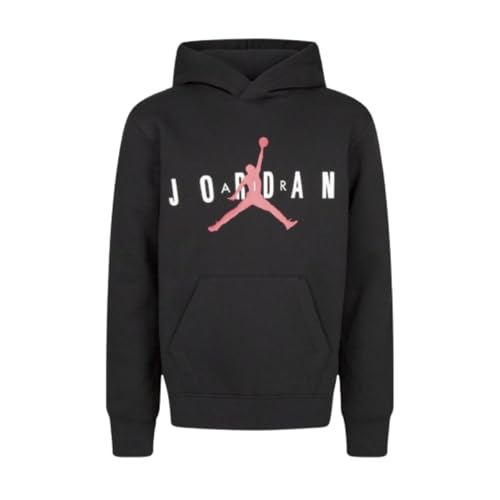 Jordan Air Jumpman Big Boys' Fleece Hoodie - Premium Warmth, Moisture-Wicking, Iconic Style - Black, Large
