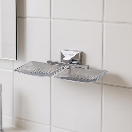 Image of EVANEX EVANEX 304 Stainless Steel Double Soap Holder for Bathroom /Soap Stand /Soap Dish /Soap Case /Wall Mounted Soap Holder /Mirror Chrome Finish Rustproof Soap Stand Organizer /Bathroom Accessories