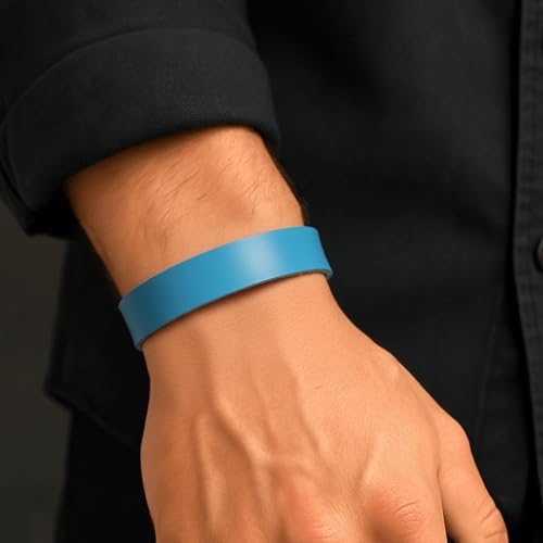 Image of THE MEN THING BLAZEFIT STRAP - 18mm Genuine Leather Bracelet with Stainless Steel Stud Button Closure for Men & Boys (6.6 /7.1 /7.6 inch)
