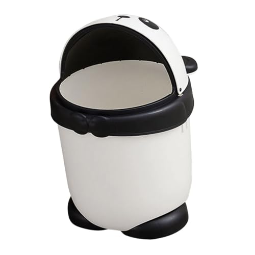 KOMBIUDA Creative Cartoon Panda Trash Can Mini Garbage Bin with Shake Lid for Rooms Cute Storage for Home Decor and Waste Management