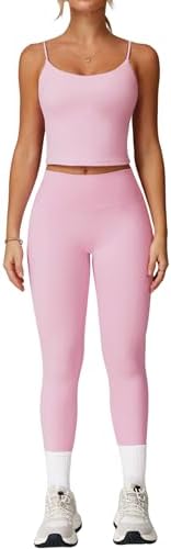 Womens Workout Sets Two Piece Spaghetti Straps Tank Top Matching ...