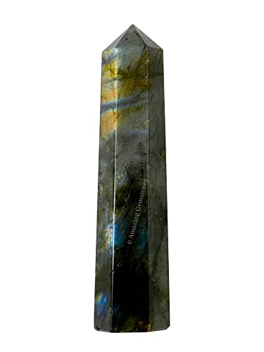 Image of Amazing Gemstone Labradorite Crystal Towers - Natural Healing Crystal Point Obelisk for Reiki Healing and Crystal Grid (3 inch to 4 inch INCH)