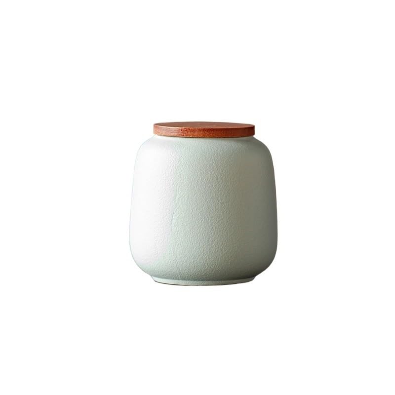 XYNSNDB Słoik na cukier Słoik na herbatę z drewnianą pokrywką, uszczelnienie ceramiczne, mały rozmiar, Pu'er, czarno-zielony, przenośny pojemnik na herbatę Longjing (C)