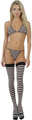 Image of ToBeInStyle Women's Crochet Lace Up Tube Top with G-String and Thigh Hi