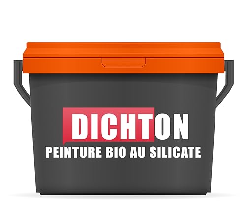 DICHTON Peinture silicate bio 10l Blanc - Peinture murale intérieure pour béton, plâtre, crépi,...