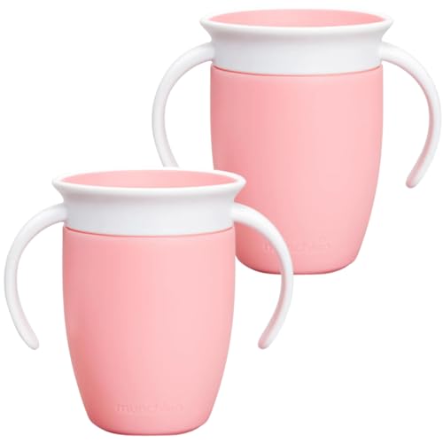 Image of Munchkin Miracle 360 Cups for Toddlers sippy cups, toddler cups spill proof with Dentist Recommended Spoutless Design, BPA-Free Kids Cups, Easy to Clean, 7oz, 6 Months (Rose, 2 Count)