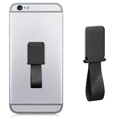 kwmobile Universal Magnetic Finger Holder for Phone - Compatible with All Smartphones - Works with Magnetic Car Mount - Black