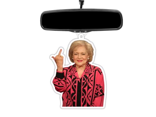 Impressive Stickers Betty White Giving Middle Finger Funny Christmas Ornament Air Freshener Gift for Car Decor Eucalyptus Scented