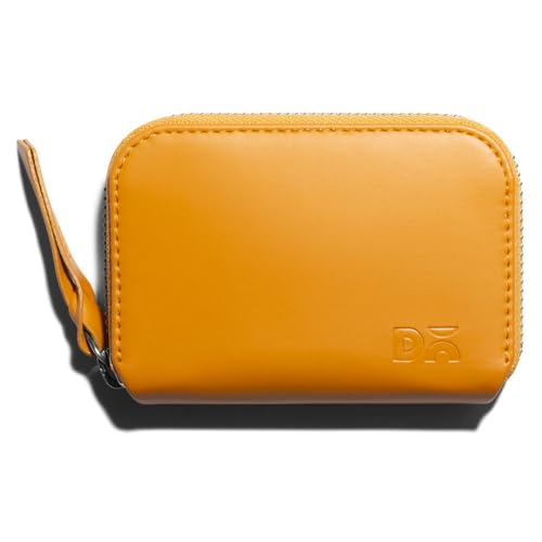 Image of DailyObjects Chrome Yellow Zipper Slim Card & Coin Wallet | Made with Vegan Leather Material | Carefully Handcrafted | Coin Pocket