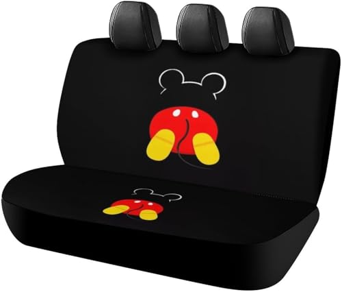 ミッキーマウス カーシートカバー 車シートカバー 後部座席用 シート保護 おしゃれ カー用品 軽/普通車 汎用 後席クッションカバー 人気 キャラクター 四季通用