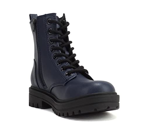 Image of Soda FIRM - Lug Sole Combat Ankle Bootie Lace up w /Side Zipper