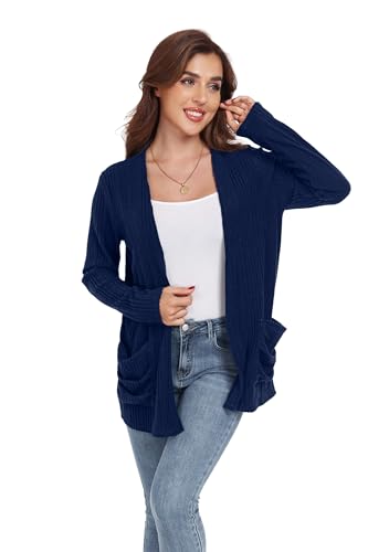 Image of GRECERELLE Womens Long Sleeve Lightweight Open Front V-Neck Casual Cardigan Sweaters Outerwear with Pockets 2025, S-2XL