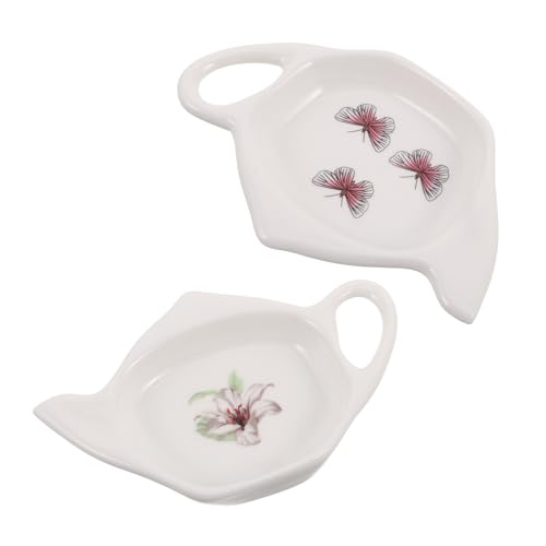 LABRIMP Keramik Teebeutel Untersetzer Satz Teekannenform Teelöffelablage für Nachmittagstee Dessertteller Porzellan Untersetzer