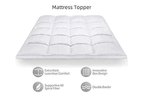 Image of Springtek Premium Luxe Micro Fibre Mattress Topper for Queen Size Bed | Queen Bed Topper 72 inchx60 inch | 2 inch Padding | Super Soft Mattress Padding for Comfortable Sleep | 72 By 60 Inch, White