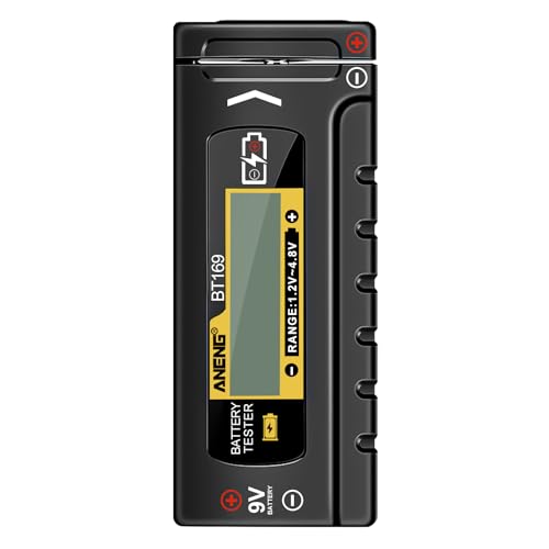 AXFEE Digitaler Batterietester Universal 1,2-4,8 V/9 V, für AA, AAA, C, D, 9 V, 1,5 V, 3,7 V, Knopfzellen, mit Display