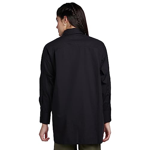 Image of Spykar Solid Cotton Blend Collar Neck Women's Relaxed Fit Top