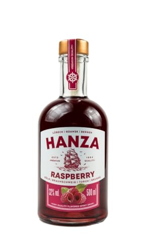 Hanza Himbeer-Spirituose | Sanfter Fruchtgeschmack & Natürliche Zutaten | 0,5 L, 32% Vol.